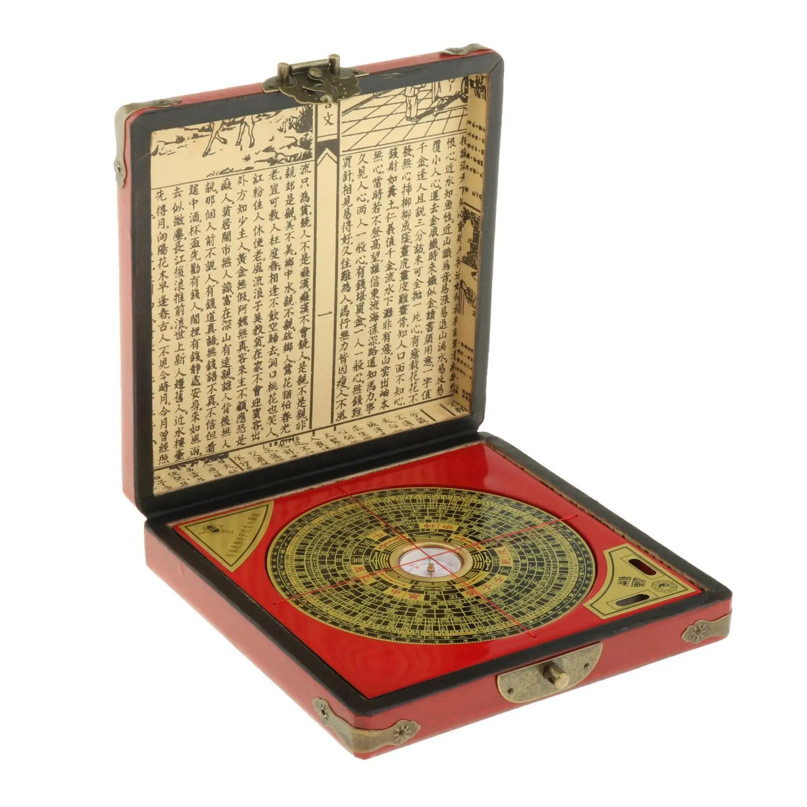 

Vintage Große BaGua Feng Shui Luo Pan Chinesischen Kompass W/Drachen Phoenix