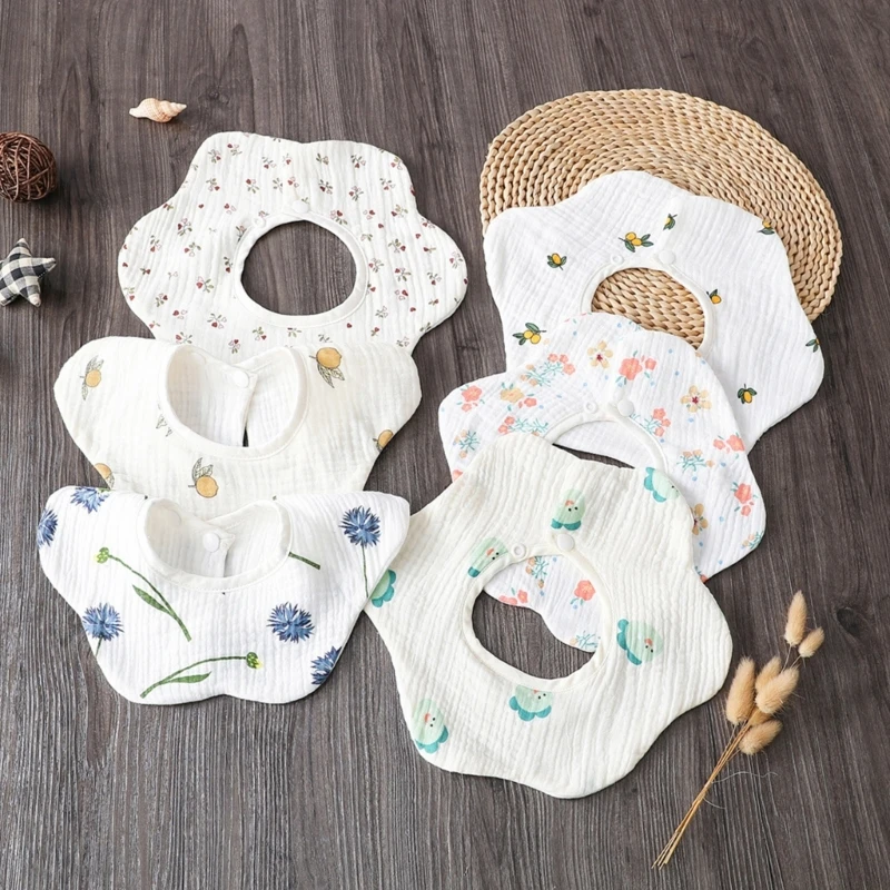 

Baby Bib Wavy Double Layer Cotton Dirt Resistant Bib Solid Color Printed Baby Girl Nursing Bib Suitable for 0-18 Months