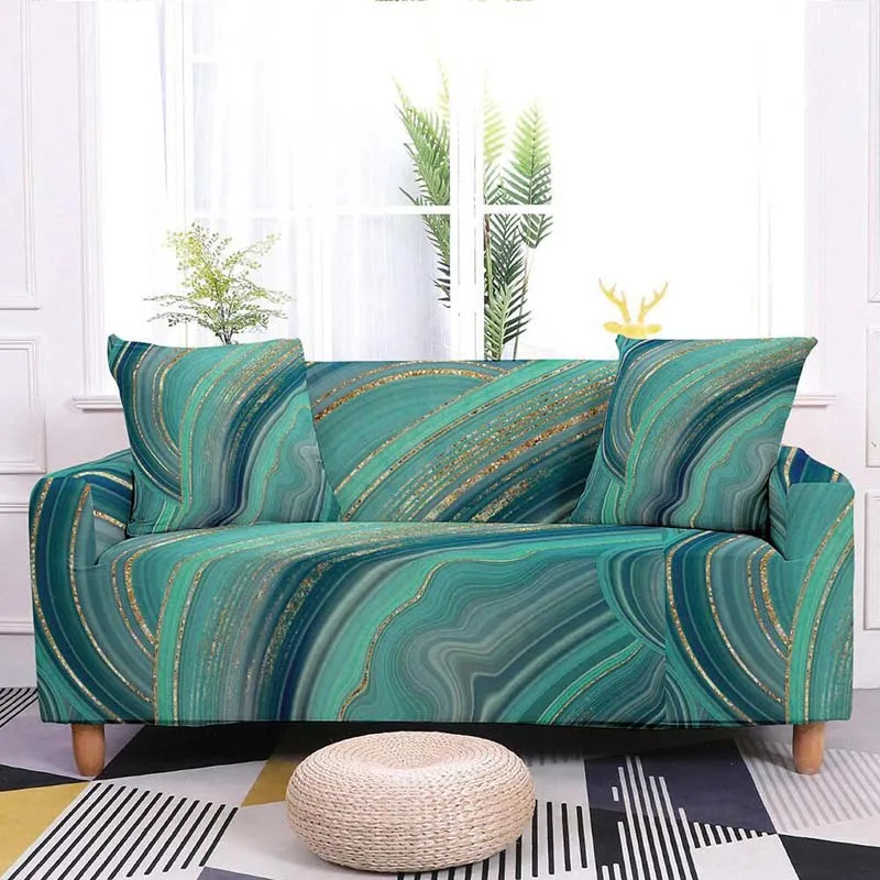 

All-inclusive High Elastic Sofa Covers for Living Room Watercolor Marble Print Stretch Slipcovers L Shape Couch Cover Home Decor