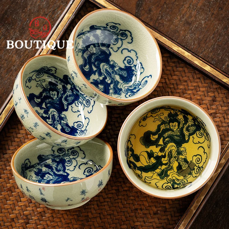 Старая керамическая глина 100 мл сине-белая чашка для чая японские чашки-мастера