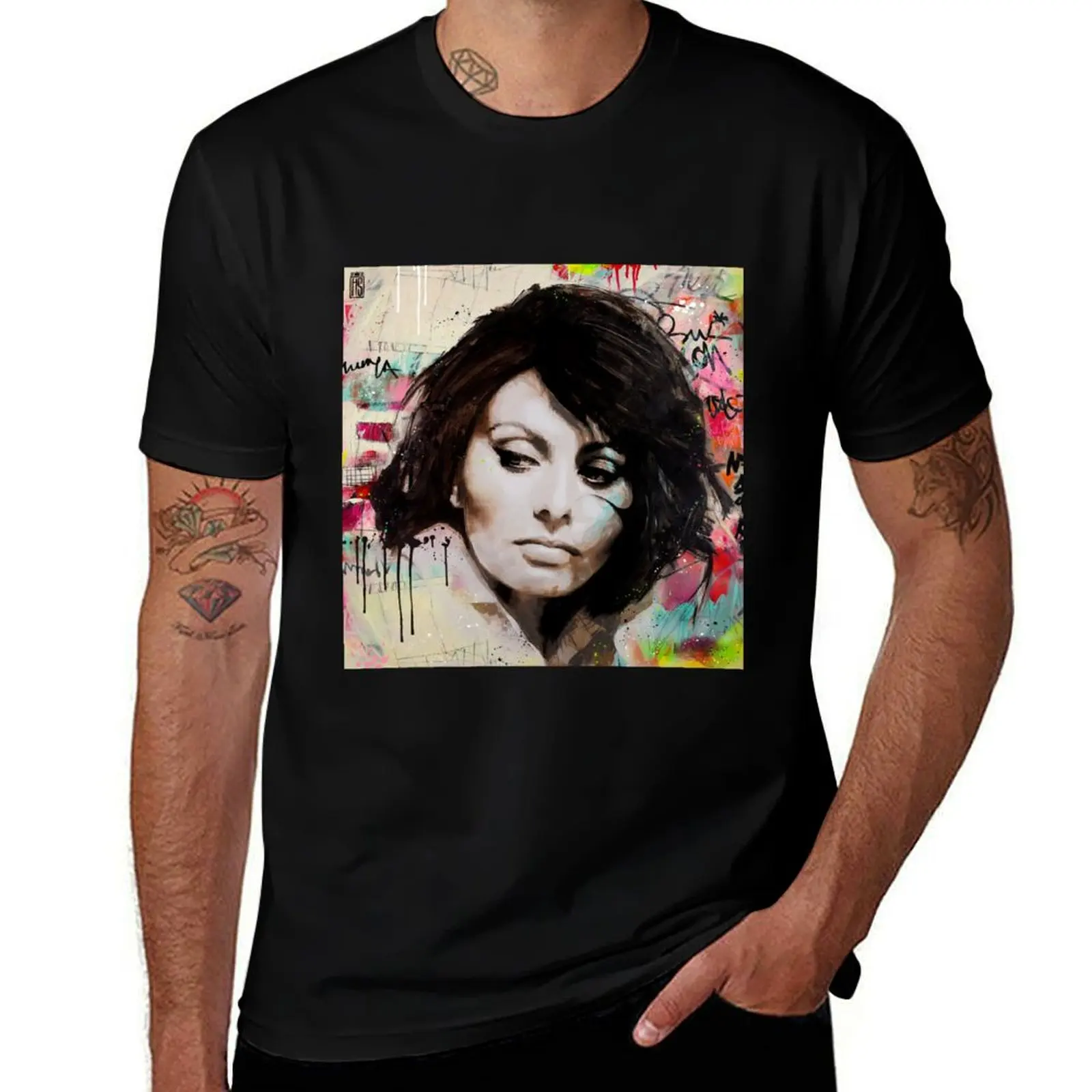 Футболка Sophia Loren в стиле поп-арт футболки с аниме футболка на заказ мужские Stuff