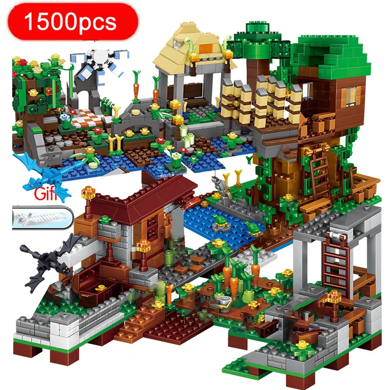 

2022 NEW Send Flying Dragon For minecraftinglys Compatible Building Blocks Light Village Warhorse Tree House Toys