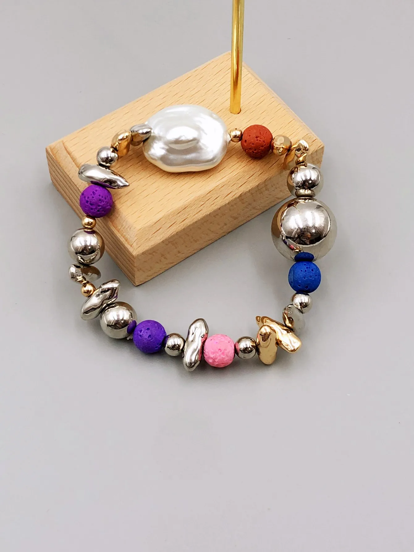 

Colorful Volcanic Stone Beaded Bracelet with Unique Shapes for Women