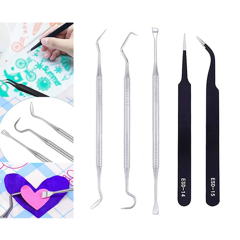

5Pcs Craft Vinyl Weeding Tools Set Basic Vinyl Tool Silhouettes Cameos DIY Tool