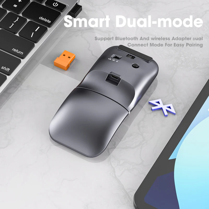 Беспроводная Bluetooth-мышь Регулируемая оптическая эргономичная мышь 1600 DPI для ПК и