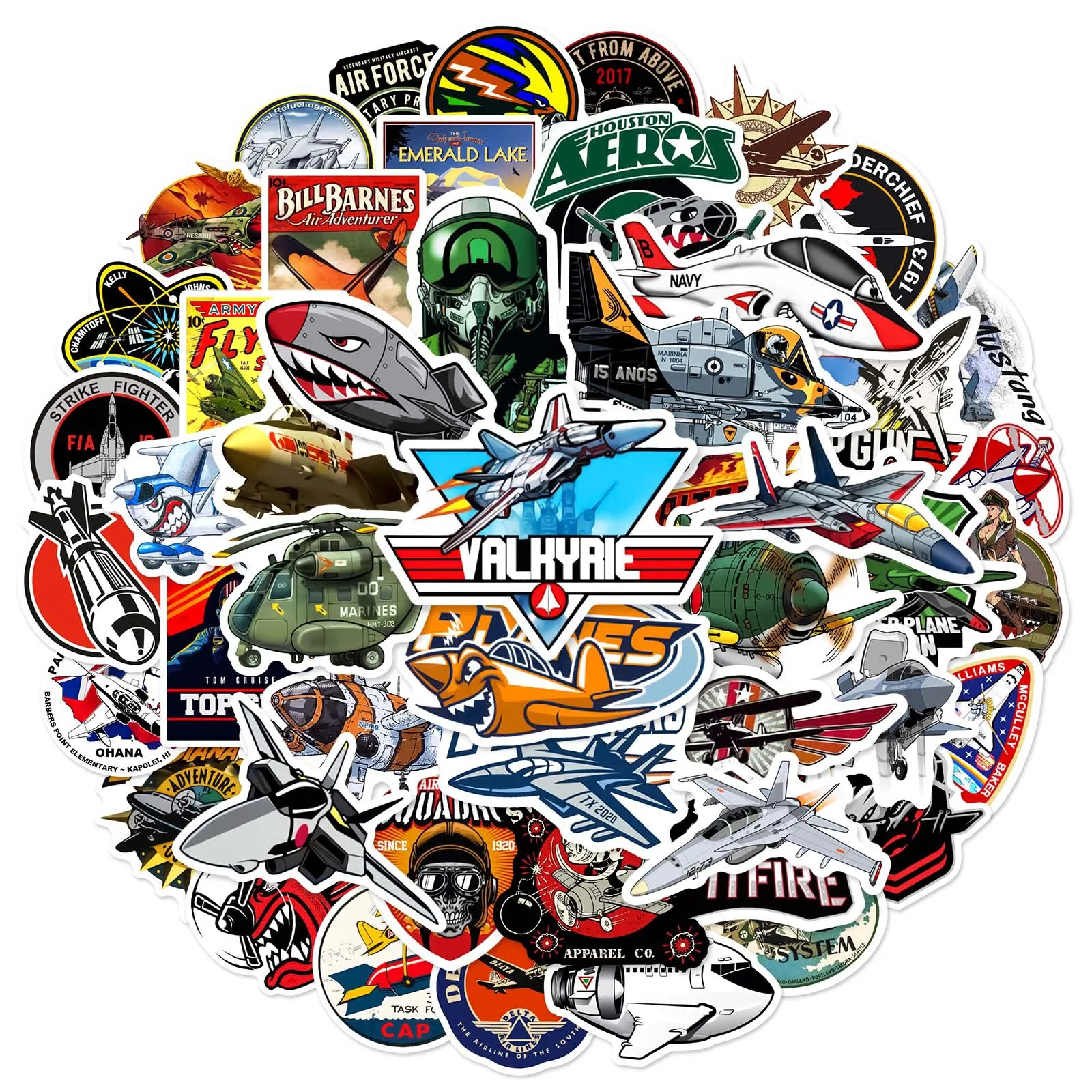 

50pcs Cartoon Fighter Plane Graffiti Mobile Phone Case Birthday Party Suitcase Skateboard Waterproof Sticker