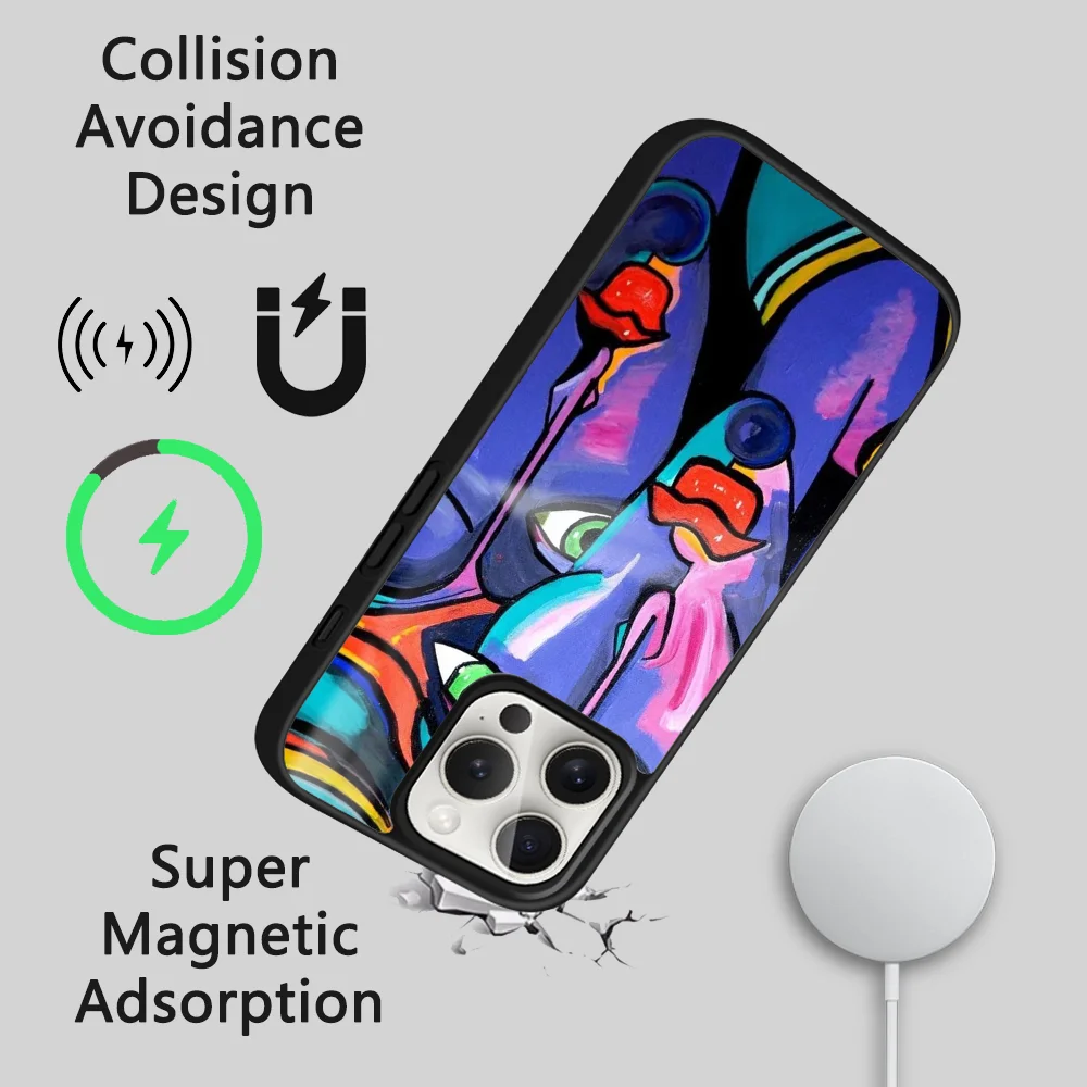 P-Pablo Picasso Weird Art Phone Case For IPhone 16 15 14 13 12 11 Pro Max Plus Mini Magsafe Mirror Wireless Magnetic Funda