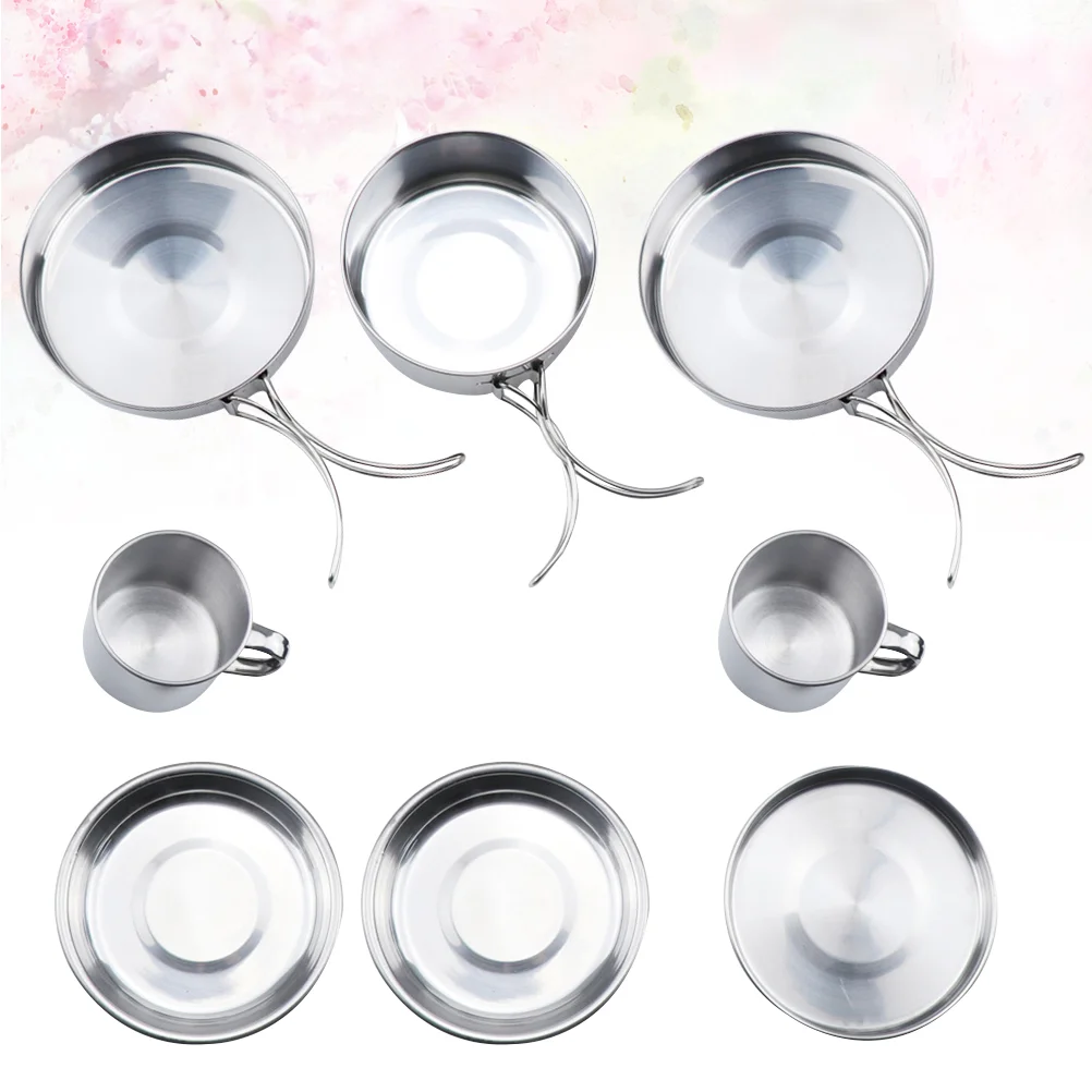 

Camping Cookware Cooking Set Outdoor Cook Pot Kit Picnic Pans Hiking Steel Backpacking Mug Gear Stainless Cup Coffee Utensil