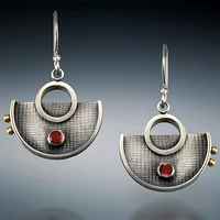 vintage bohemian half circle scalloped zircon earrings for women retro ethnic designer zircon jewelry 2022 wholesale