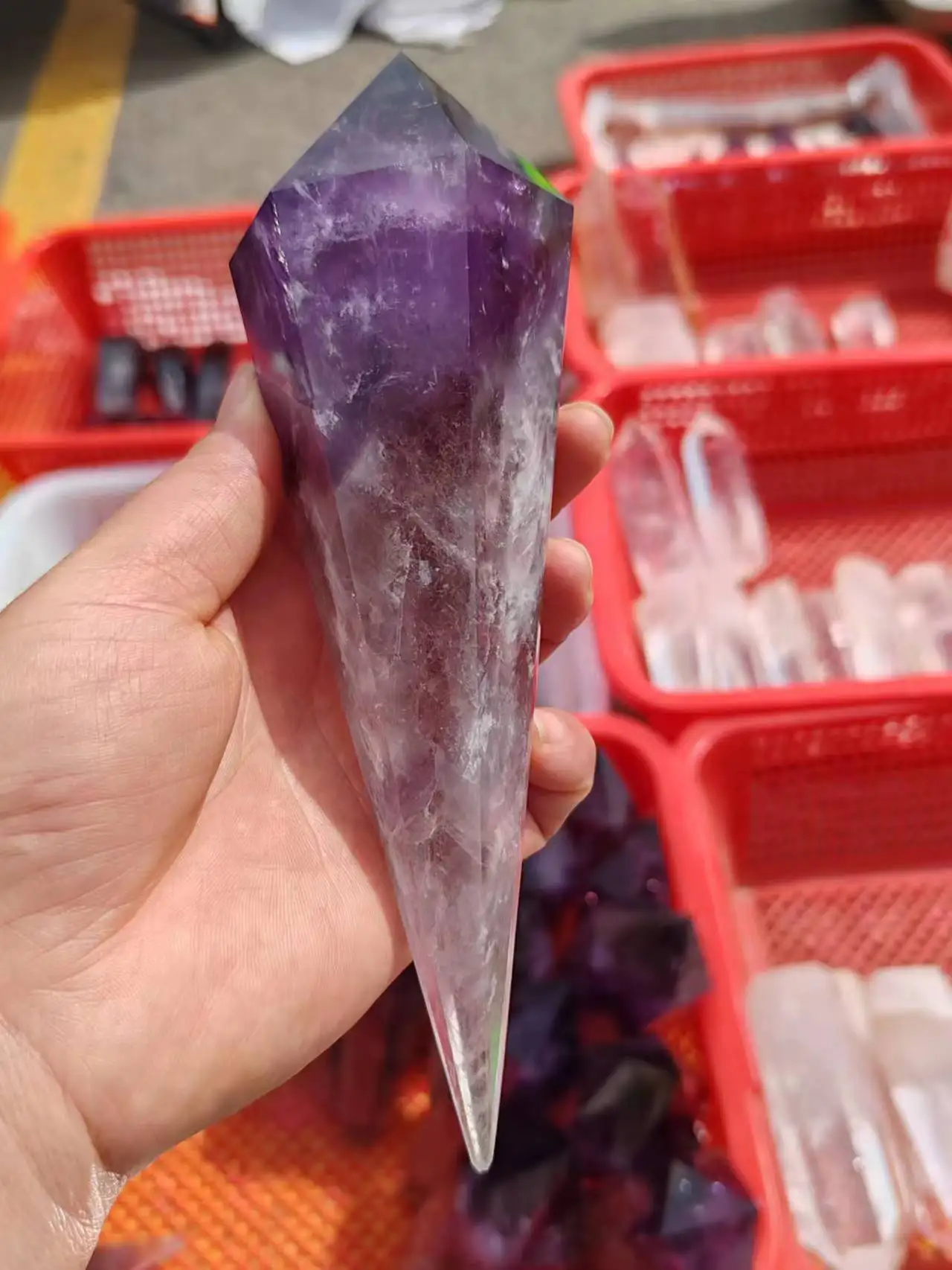 Натуральный Аметист кварцевый кластер Хрустальный стержень образец скипетр