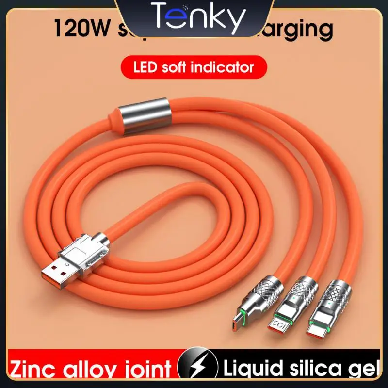 

Usb C Data Cord Three-in-one Data Cable 120w Multi Usb Port Quick Charge Super Fast Charge Three-in-one Data Line Data Lines Hot