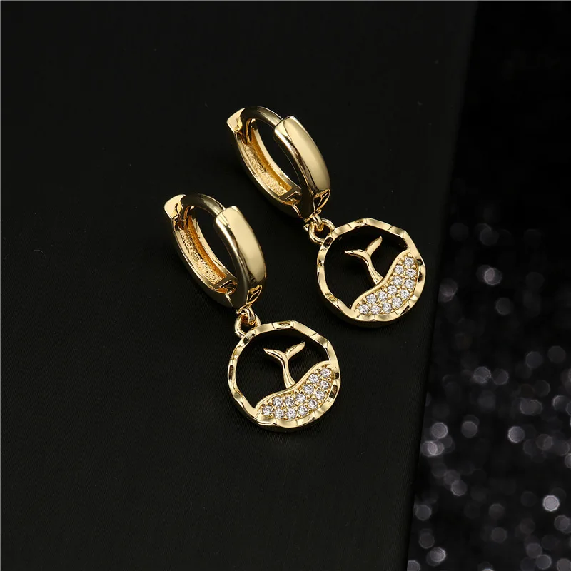 

Micro Inlaid Zircon Plant Series Earrings New 18K Gold Plated Green Bud Earrings