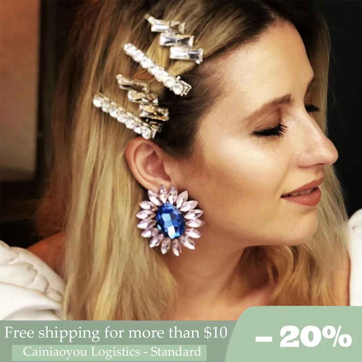 

Fashion Sparkling Rhinestone Sunflower Pendant Earrings Ladies Luxury Jewelry Party Show Personality Earrings Accessories