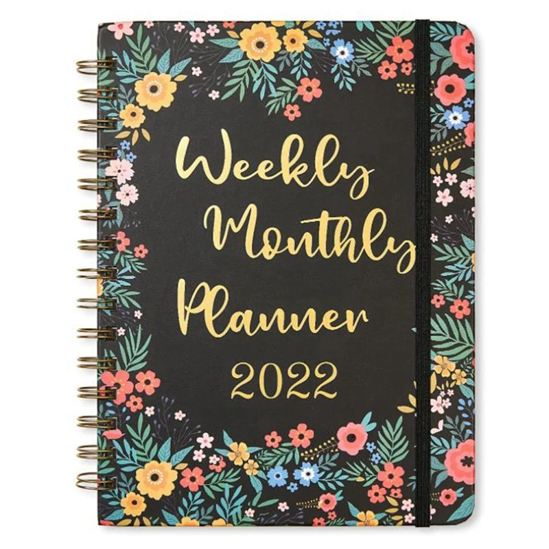 

Planner Flower Schedule Notebook Daily Plan Year Calendar A5 Coil Notebook English Book Time Management Agenda