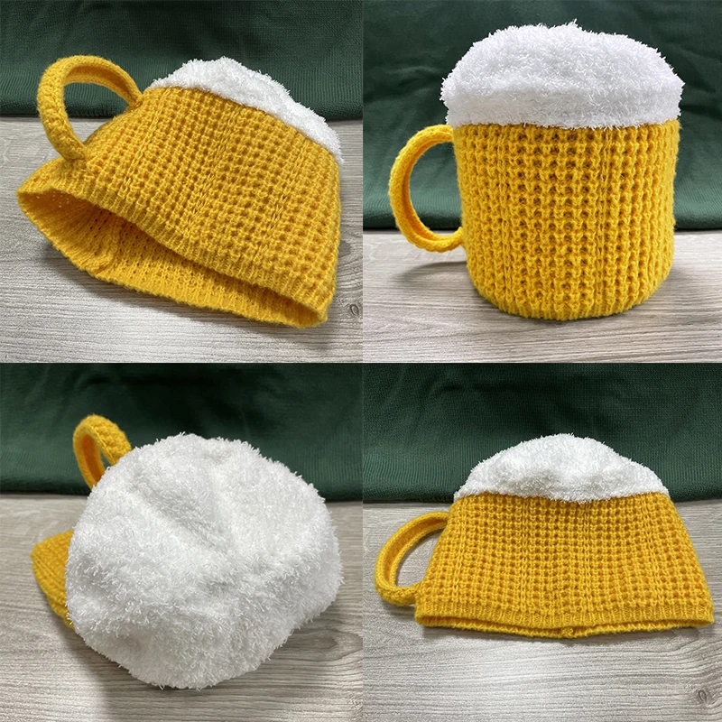 Шапки унисекс в виде пивной чашки забавный подарок теплый пуловер кепка наушники