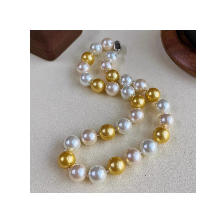 Ожерелье из натурального искусственного жемчуга с серебряной застежкой и 17