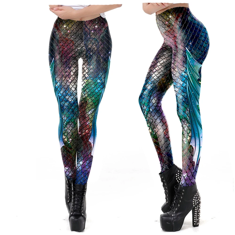 Женские весенние леггинсы для косплея с принтом русалки штаны женские 3D-принтом