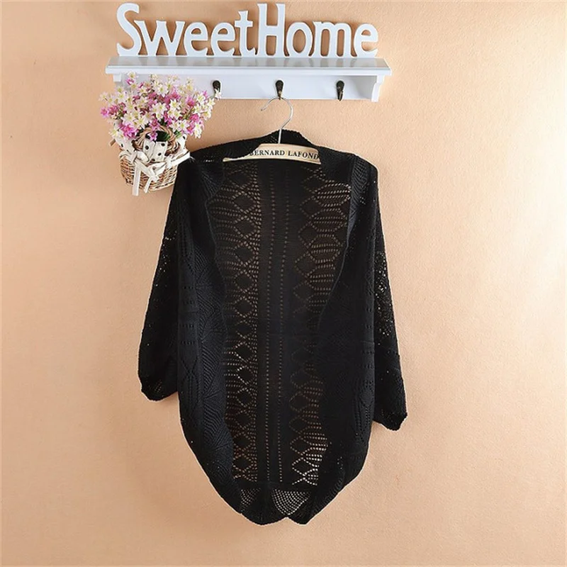 Летние весенние Стильные Свитера женские ажурные тонкие рубашки с рукавом