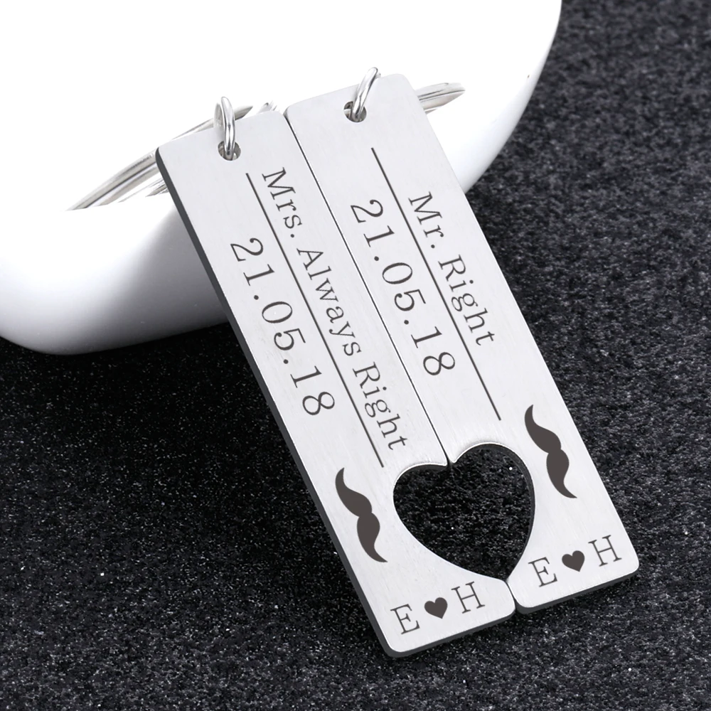 

Paired Keychains Couples Gift Anniversary Letter Keychain Valentine Gift for Boyfriend Personalized Special Date Home Key Chain