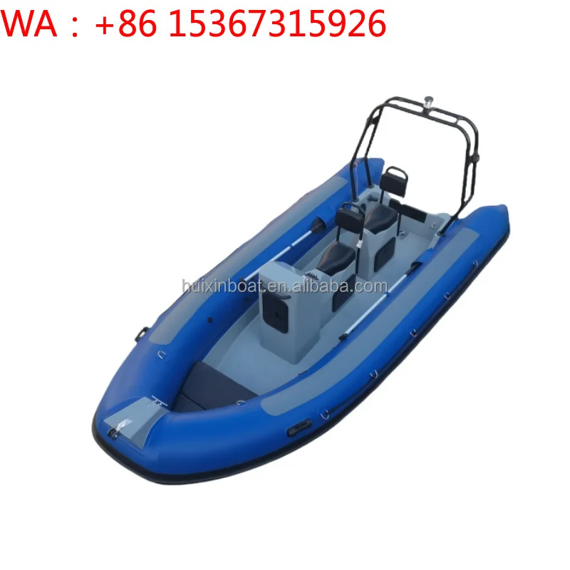 Фото Надувная лодка RIB480 длиной 4,8 м из жесткого стекловолокна с ПВХ-гипалоном для озер, семейной рыбалки и активного отдыха на природе №1