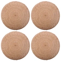 4x 40cm tatami cushion round straw weave handmade pillow floor yoga chair seat mat