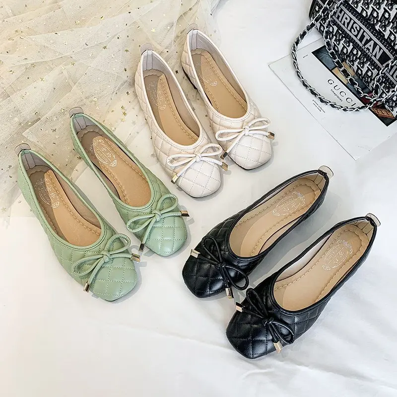 Women's Shoes Round Head Lace UP PU Fabric Comfortable Soft Solid Diamond Flats