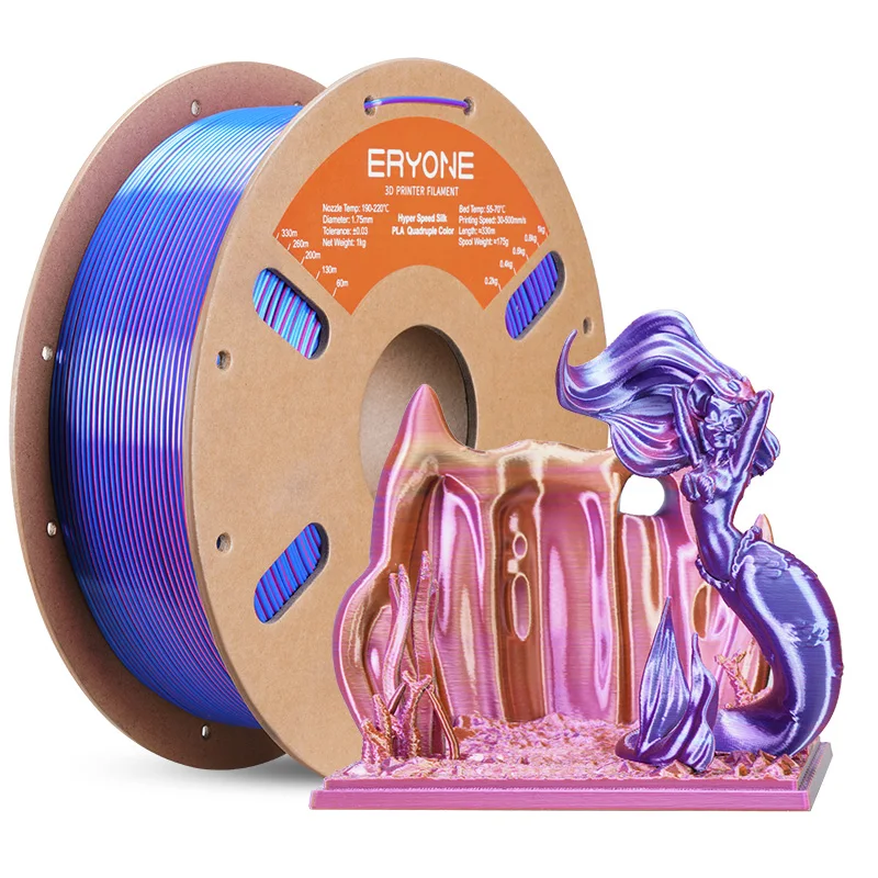 Фото ERYONE HS Silk Quadruple Color PLA Filament 3D-принтер 1,75 мм +/- 0,03 мм, гиперскоростная коэкструзионная нить PLA Shiny 1 кг №2