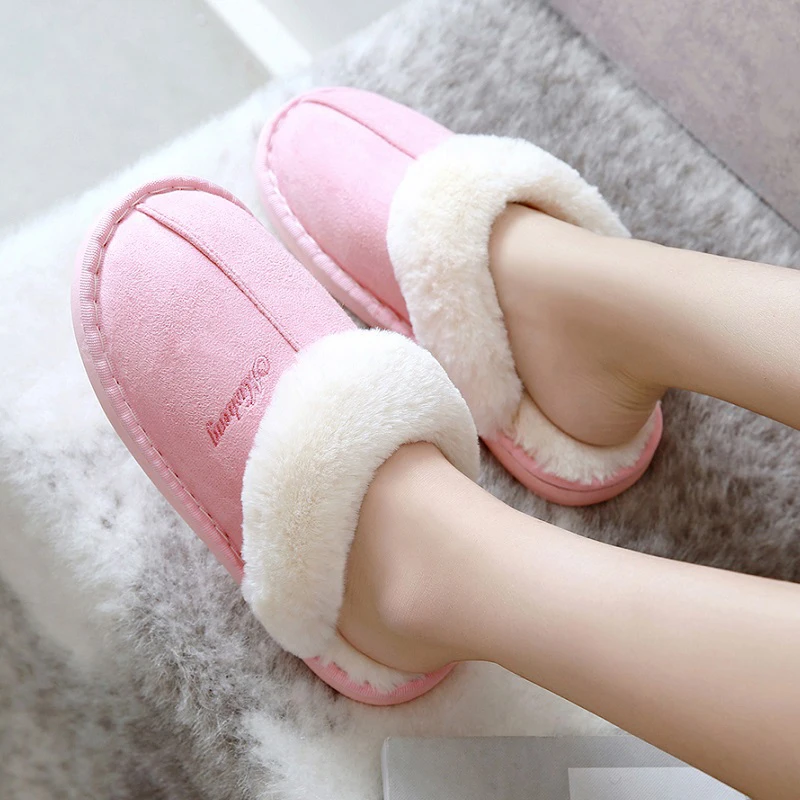 Original Winter Slippers Furry Warm Home Men Flat Slipper Light Soft Comfortable Women's Cotton Shoes 2022 Indoor Plush Slippers