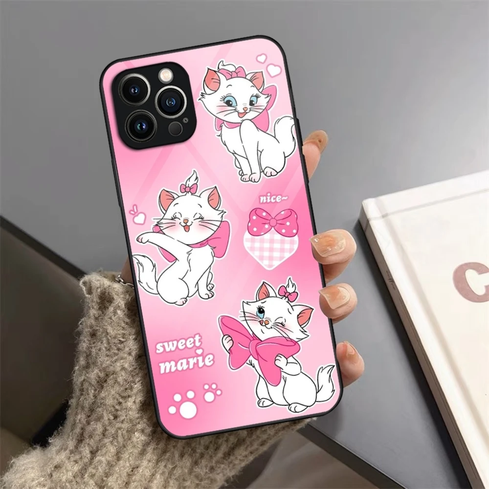 Чехол для телефона из закаленного стекла с аниме Мари-котом iPhone 13 14 16 12 15 11 Pro XS Max