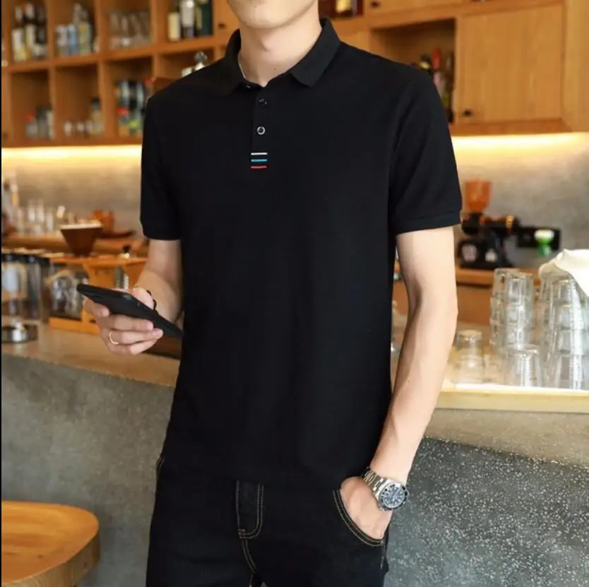 

Мужская летняя полосатая рубашка, Повседневная дышащая футболка с коротким рукавом, в английском стиле, лето