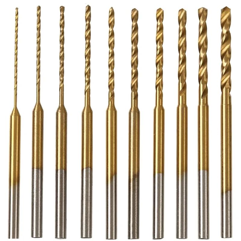 Micro-Twist Drill Bit Set - 10Pcs 0.6mm-2.2mm Tiny 2.35 Shank HSS Mini Engraving Bits Hole Drilling Tool