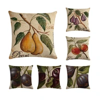 fruits design linen pillow cover 45cm45cm fruit pattern pear cherry lemon sofa cushion cover decorative pillow case zy223