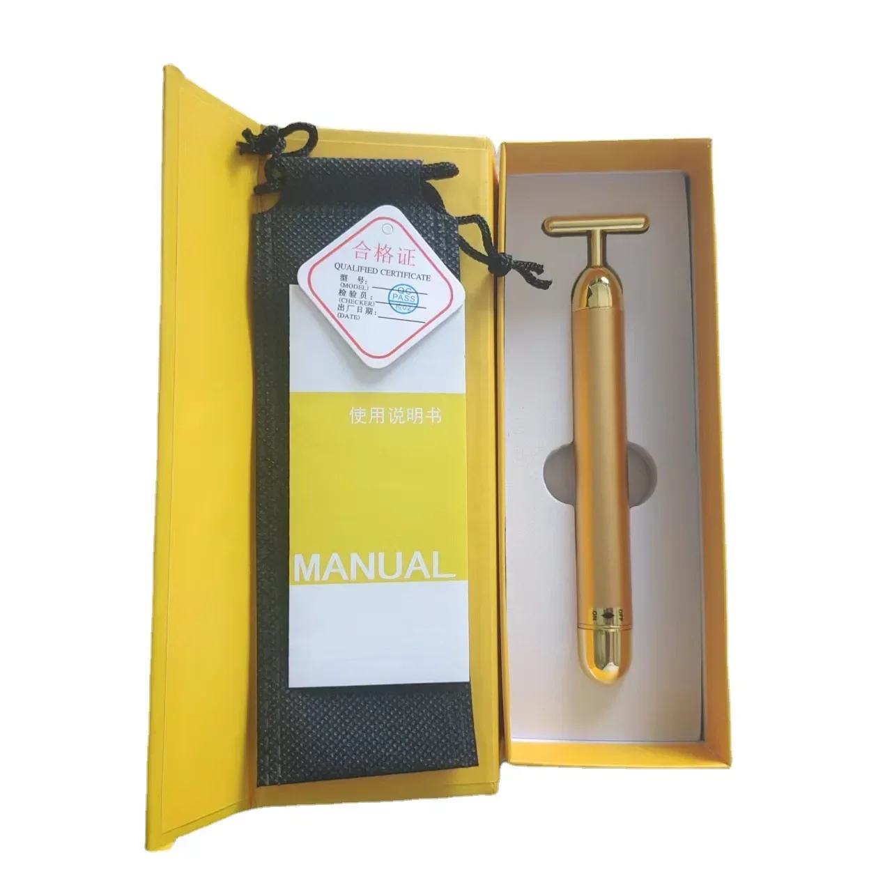 24-каратное золотое импульсное укрепляющее массаж Gesichts Roller Massager Falten Vai Anziehen Stick