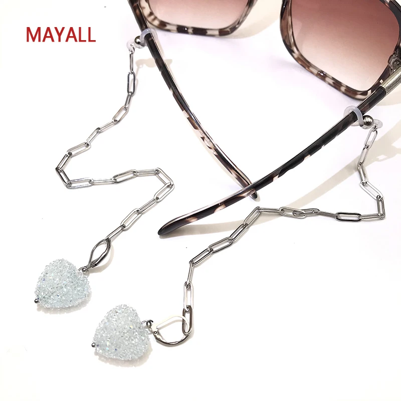 

Fashion Original Design Stainless Steel Heart Pendant Glasses Chain Mask Eyewear Straps Cord Sunglasses String Lanyard Necklace