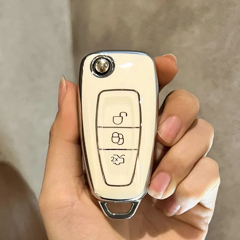 

TPU Car Remote Key Case Cover For Ford Ranger C-Max S-Max Focus Galaxy Mondeo Transit Tourneo Custom Auto Key Holder Keychain