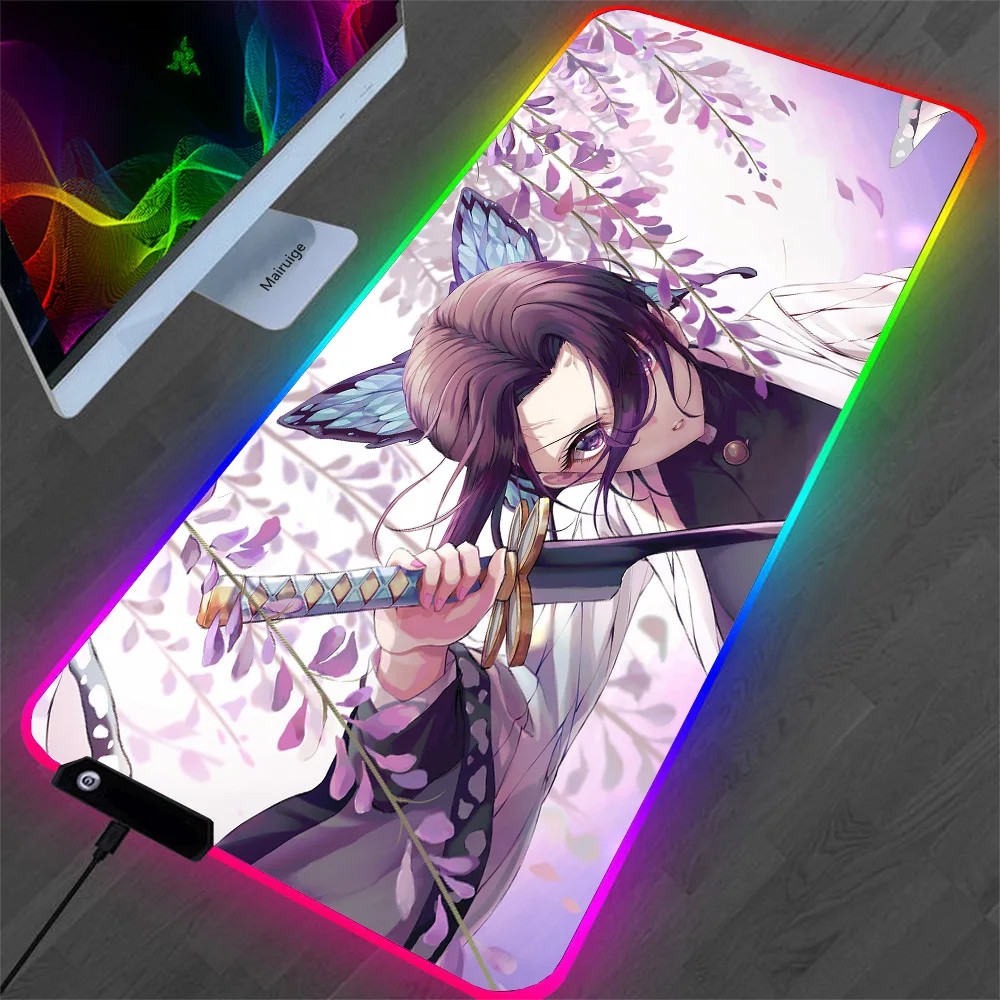 

Kimetsu No Yaiba Large RGB Mouse Pad XXL Gaming LED Mausepad Gamer Big Mouse Carpet Big Mouse Mat PC Desk Anime Pad Mat