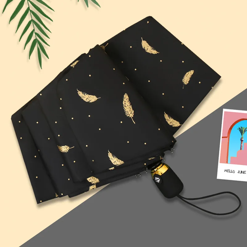 

Umbrella folding dual use UV protection automatic compact portable vinyl umbrella