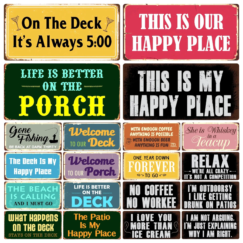 

Vintage Beach License Plates Happy Place Metal Tin Sign Deck Porch Life Plaque Bar Pub Club Wall Decoration 30x15cm Size WY258