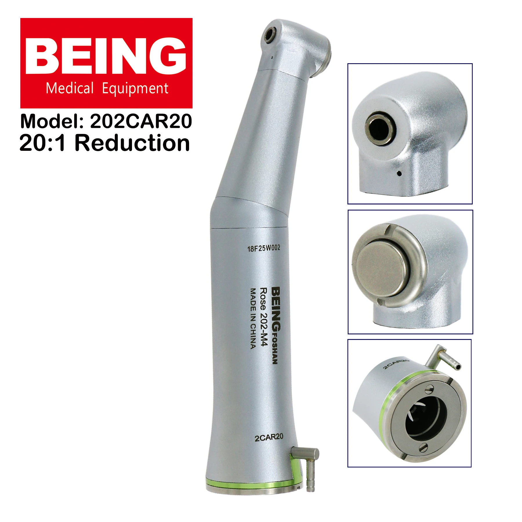 BEING Dental 20:1 Reduction Surgery Surgical Contra Angle Handpiece Rose 202CAR20 For Implant Motor Fit ISO E Type KaVo NSK
