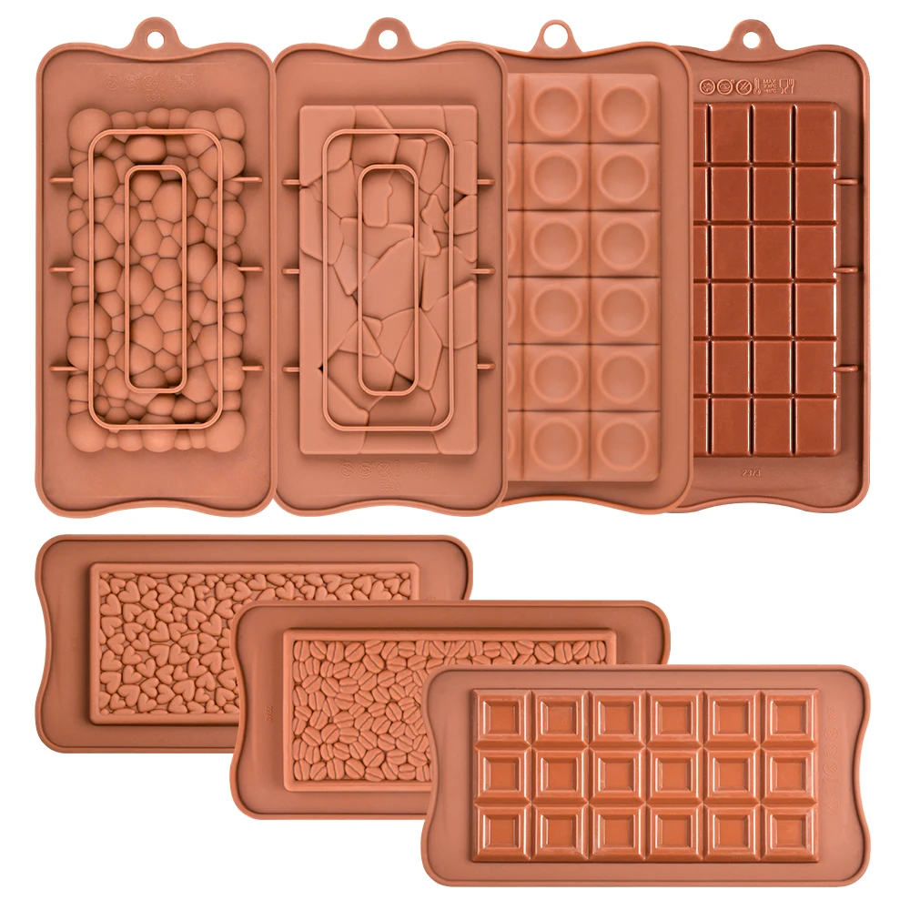 

SILIKOLOVE 7pcs/Lot Silicone Break Apart Chocolate Molds Candy Protein and Engery Chocolate Bar Silicone Mold