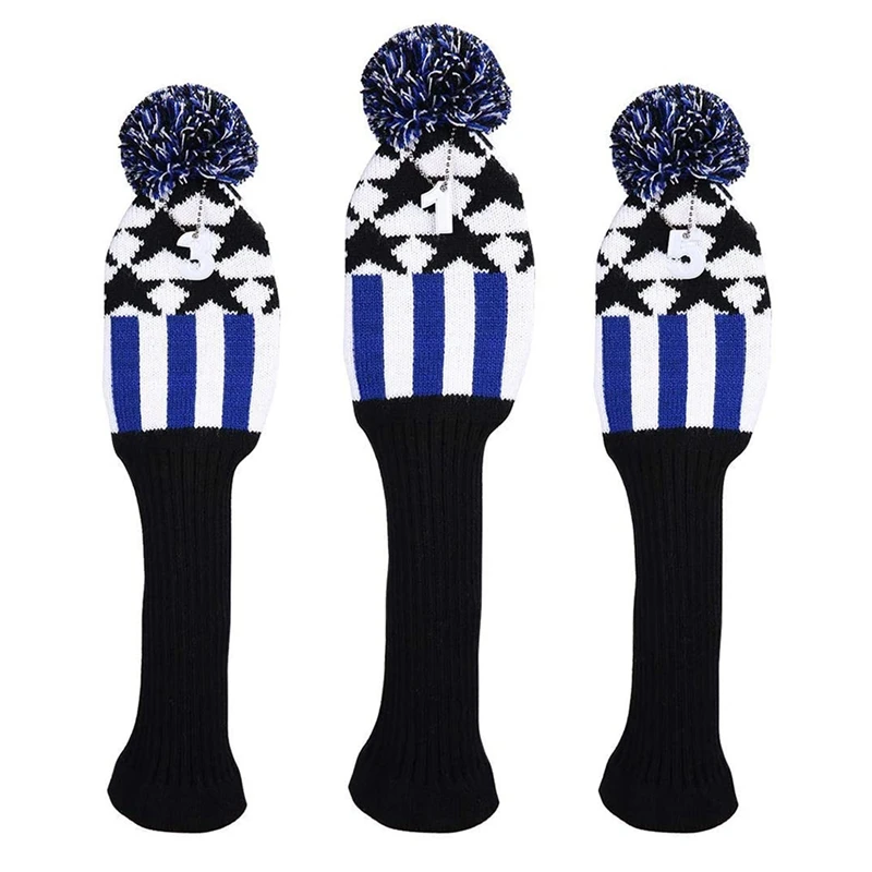 

3Pack Head Covers Golf Headcover Set for Wood Hybrid with Number Tags