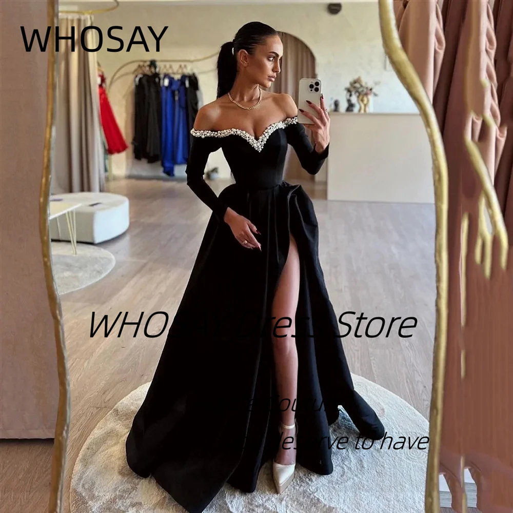 WHOSAY Черные атласные платья по индивидуальному заказу для особых случаев