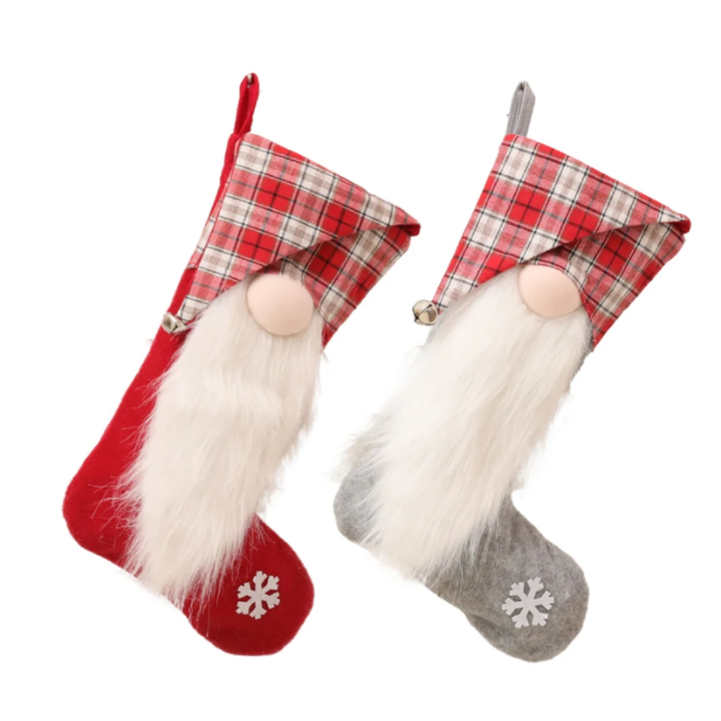 

Christmas Stocking Candy Snacks Bag Ornament Festival Children Gifts Decoration Pocket for Home Bedroom Living Room