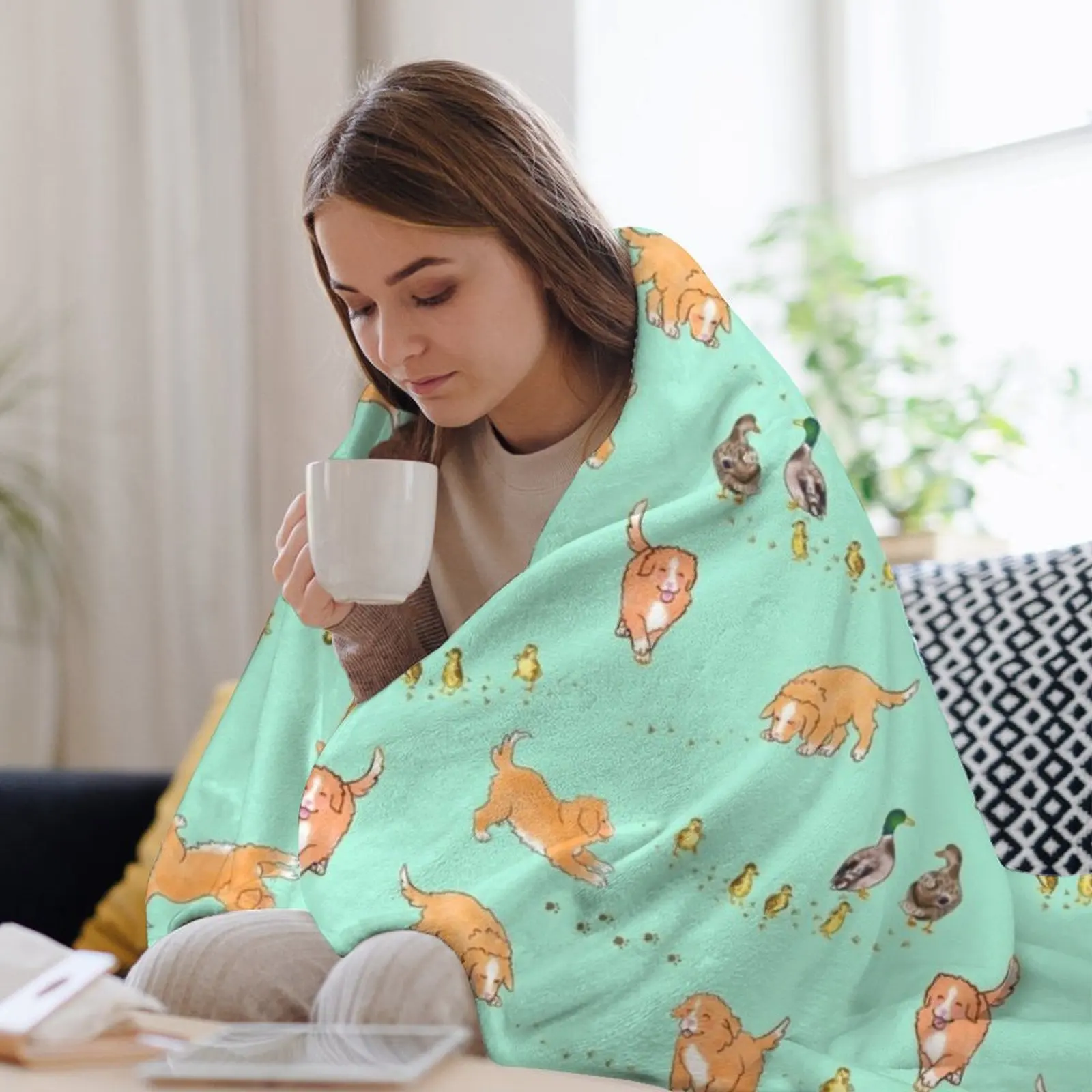 Толлер щенки и утки - мятное одеяло гигантский диван одеяла для дивана