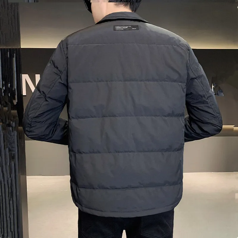 UHYTGF Autumn Winter Parkas Jackets Men's Quality Light Thin Down Jacket Casual Warm Male Coat Solid Loose Short Overcoat 5XL142