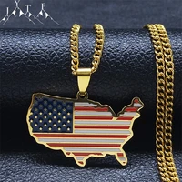 2022 america flag pendant necklace stainless steel charm necklaces womenmen gold color country map necklace jewelry nxh459s05