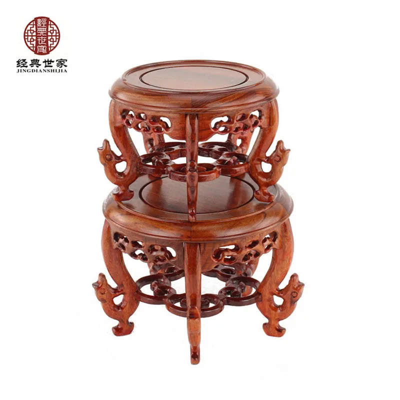 

Wood Carved Bonsai Disply Pedestal Vase Artical Statue Luxury Collection Base Classical Design