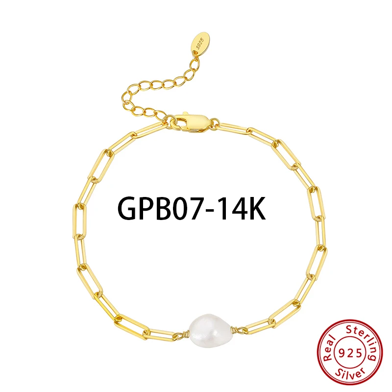 Браслет-цепочка женский из серебра 925 пробы с пресноводным жемчугом