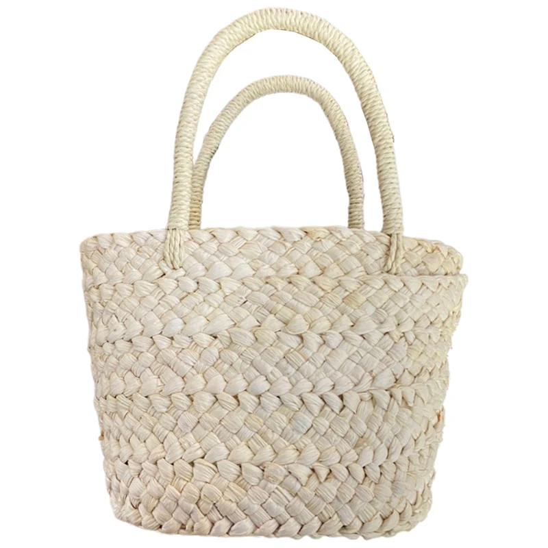 

NEW-Summer Handmade Small Woven Bag Corn Husk Handbag Basket Straw Rattan Bag Parent-Child Children Straw Rattan Purse