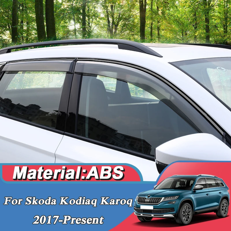 

4pcs PVC For Skoda Kodiaq GT Karoq 2016-2023 Car Window Awnings Shelters Protection Visor Rain Sun External Auto Accessories